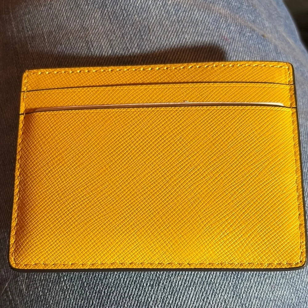 Kate Spade Madison Saffiano Leather Daffodil Yellow Card Holder NEW